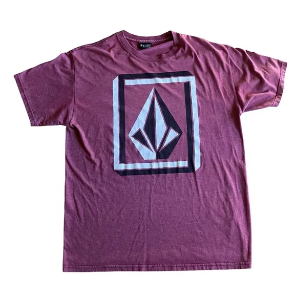 VTG Y2K Volcom Tshirt Adult Large Burgundy Classic Logo Skater Streetwear Surf - Picture 1 of 7